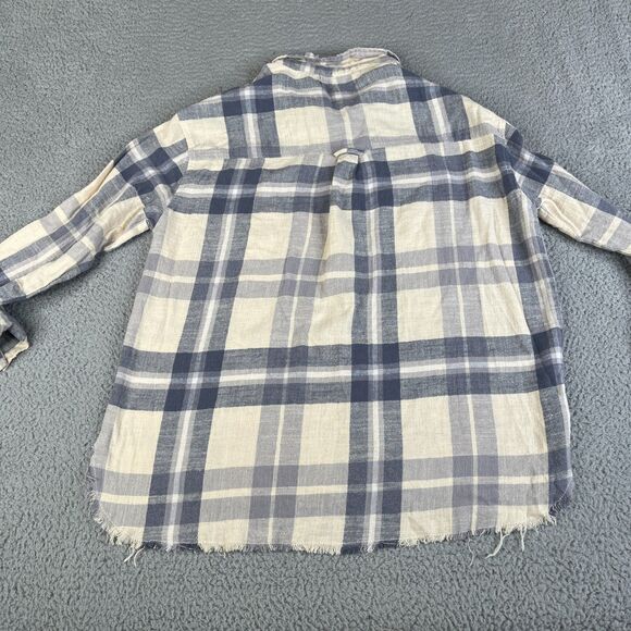 RSQ Tilly's Flannel Shirt Women M Gray Plaid Flannel 100% Cotton Pocket Raw Hem - Picture 2 of 10